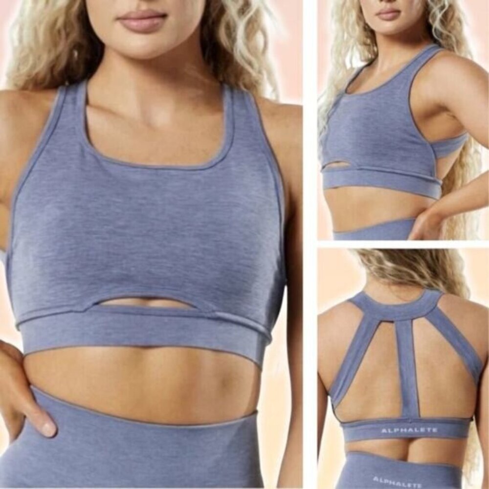 ALPHALETE Trinity Bra Womens High Impact Seamless Bra Sz XXS French Blue